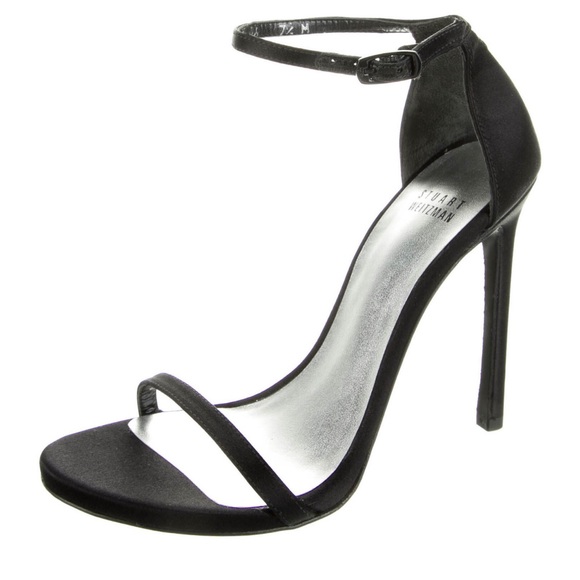 Stuart Weitzman Black Silk Sandals size 7.5 with 4.75” heel - Picture 2 of 5